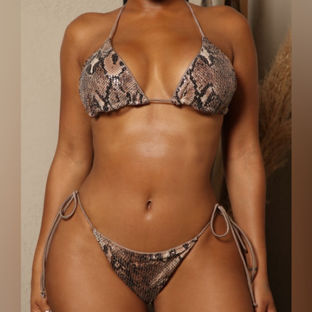 NWT Vacation Jungle Sequin 2 Piece Bikini - Brown Tortoise - Picture 3 of 3